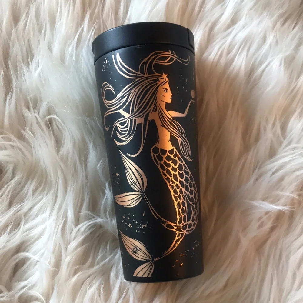 Starbucks Stainless Steel Matte Black Gold Siren
